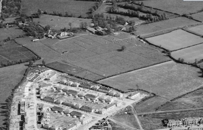 1947 aerial photo in black and white.