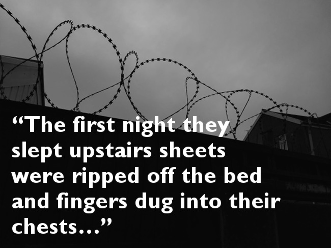 Barbed wire with pull quote from below.