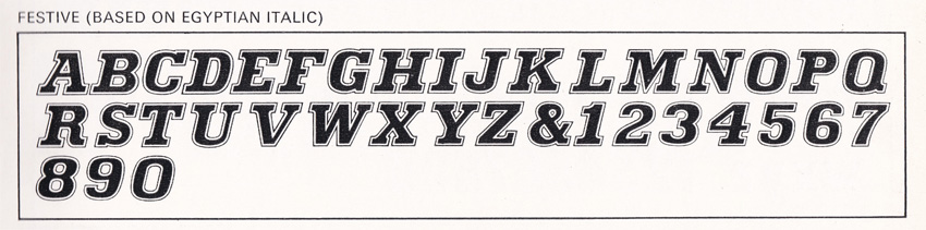 A sample of a letter style with capitals A to Z and numbers 0 to 9.