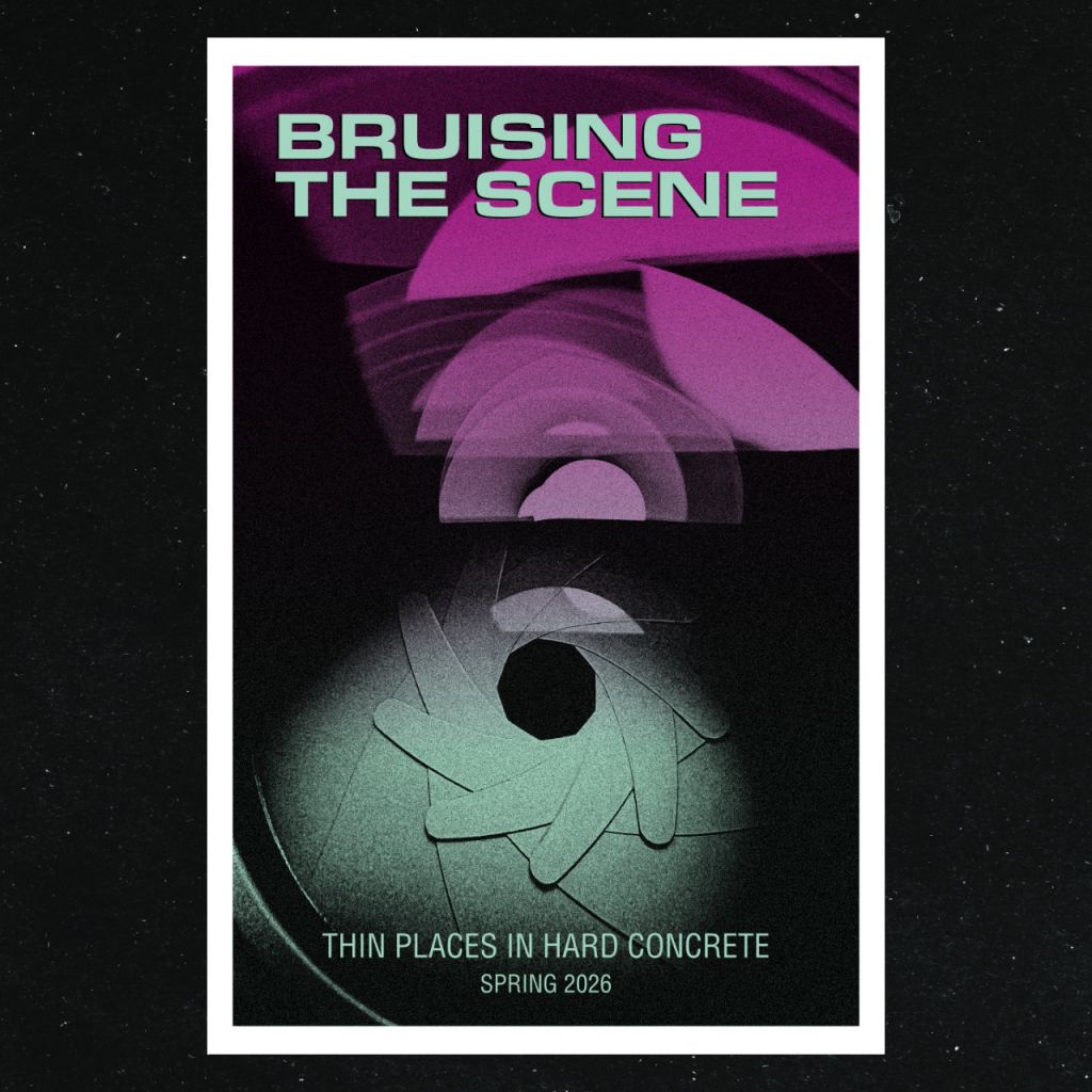 A poster for the story with the inner workings of a camera lens and retro typography.