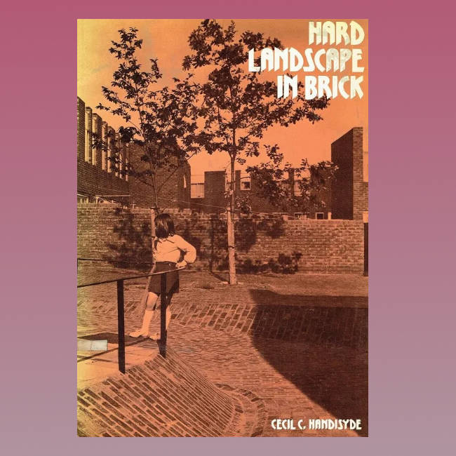 The cover of a book showing a housing estate with walkways and raised areas in brick.
