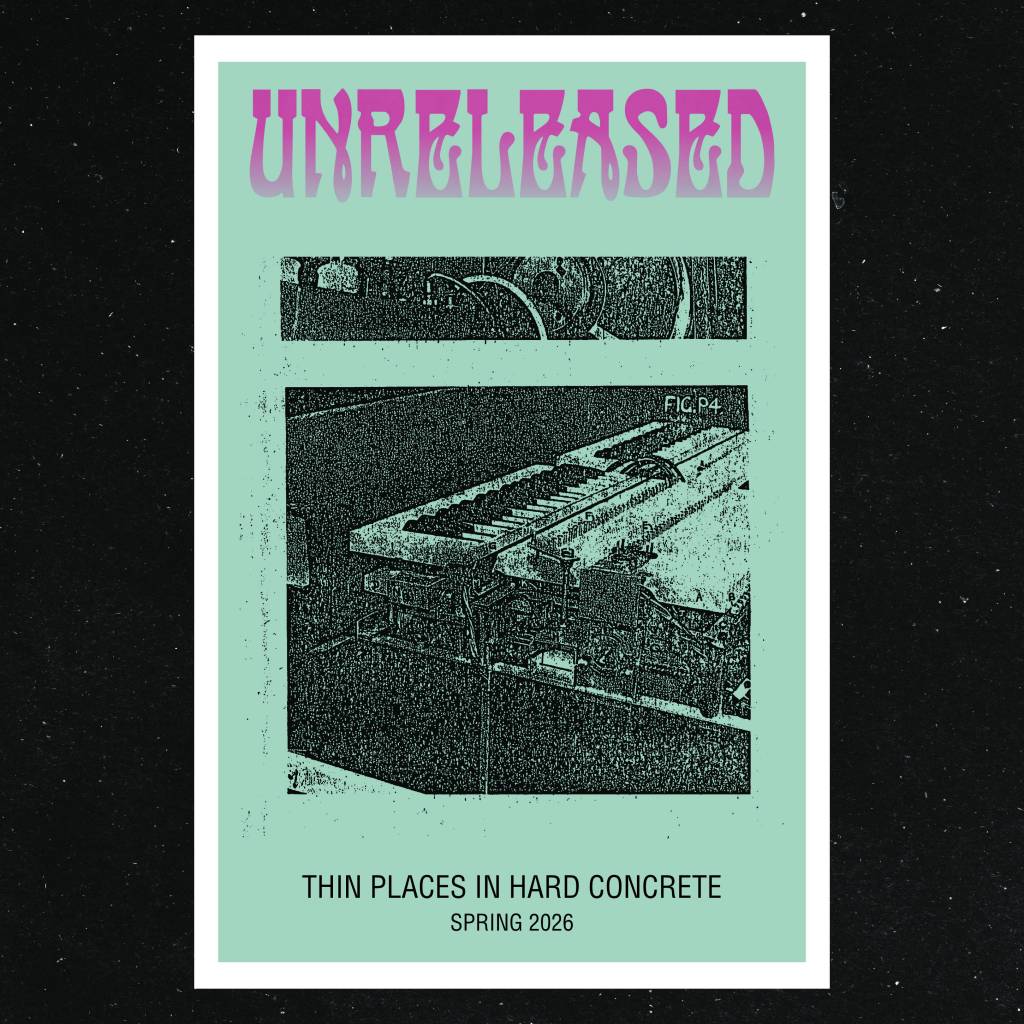 A poster for the story featuring an Art Nouveau typeface and a grainy image of the inner workings of a Mellotron.