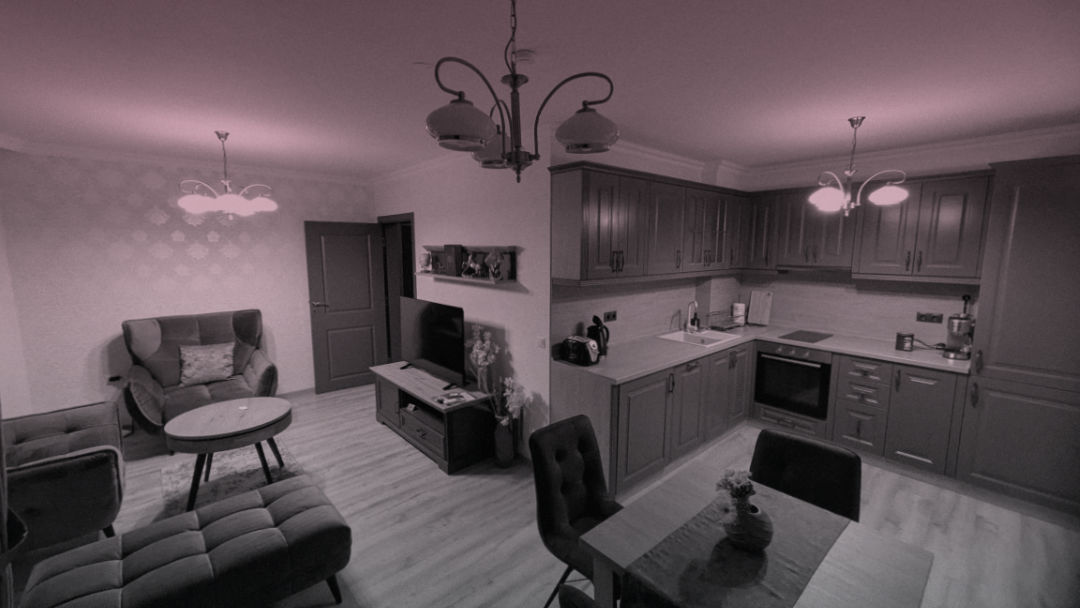 A gloomy looking holiday apartment.