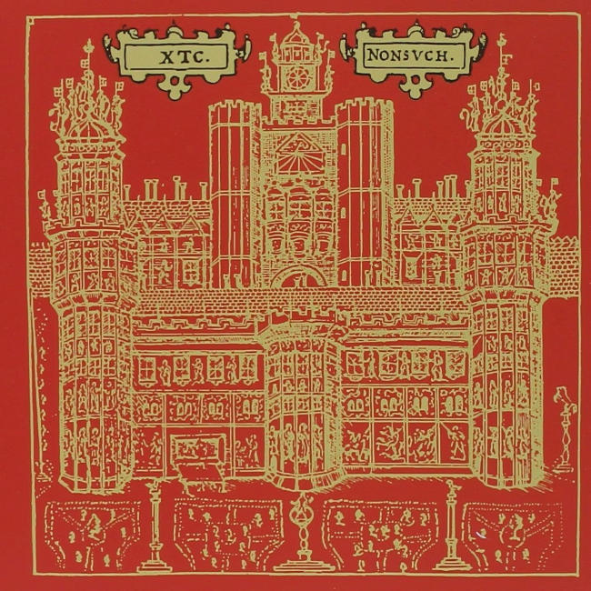 The cover of Nonsuch, or Nonsvch, with a gilded illustration of the palace on a red background.