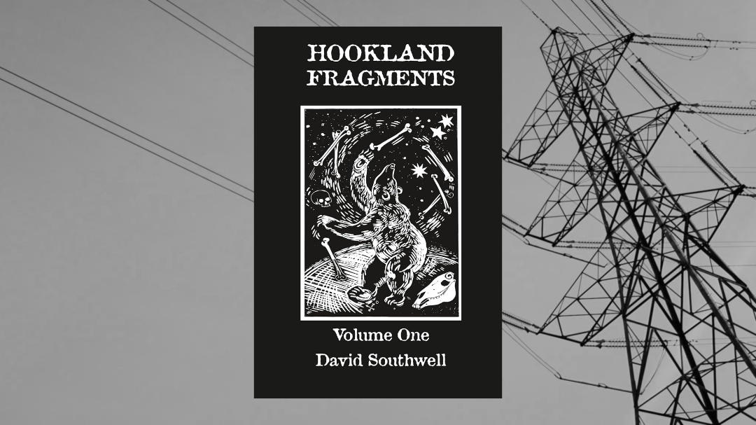 The cover of Hookland Fragments Volume One with a linocut of a bear swatting bones around.