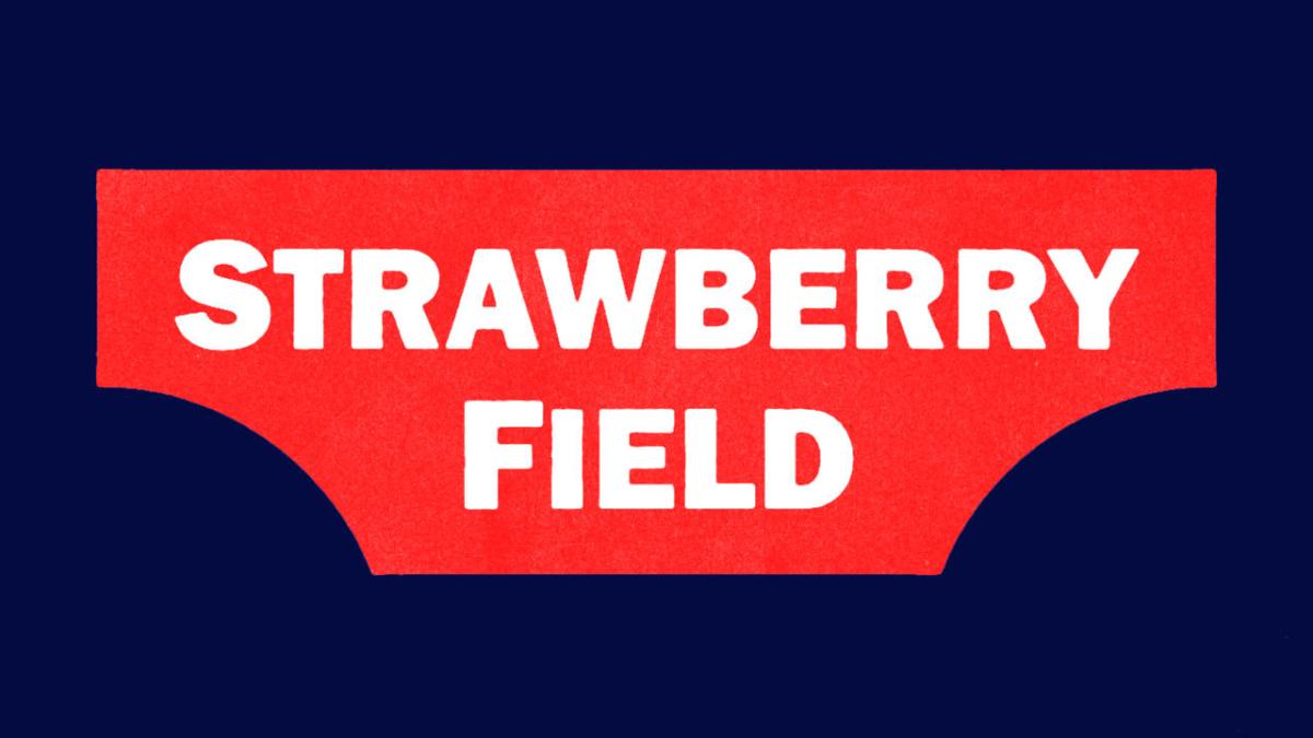 A version of the Strawberry Field sign in Liverpool.